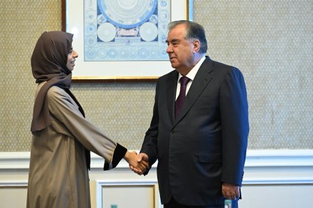 Мулоқот бо Вазири давлатии оид ба ҳамкории байналмилалии Давлати Қатар, муовини Раиси Фонди Қатар оид ба рушд хонум Луълуъ Ал-Хотир